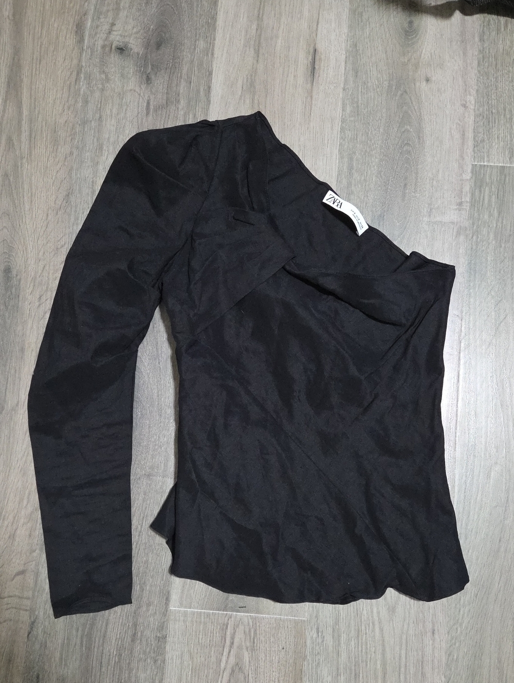 Zara Black One-Shoulder Long Sleeve Top
